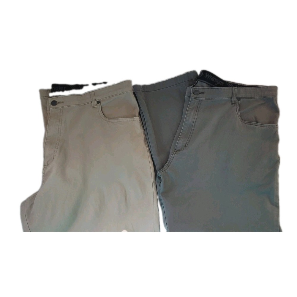 Wrangler Mens Comfort Flex Waist Pants 42x29 Khaki Green Stretch 5 Pocket Lot 2